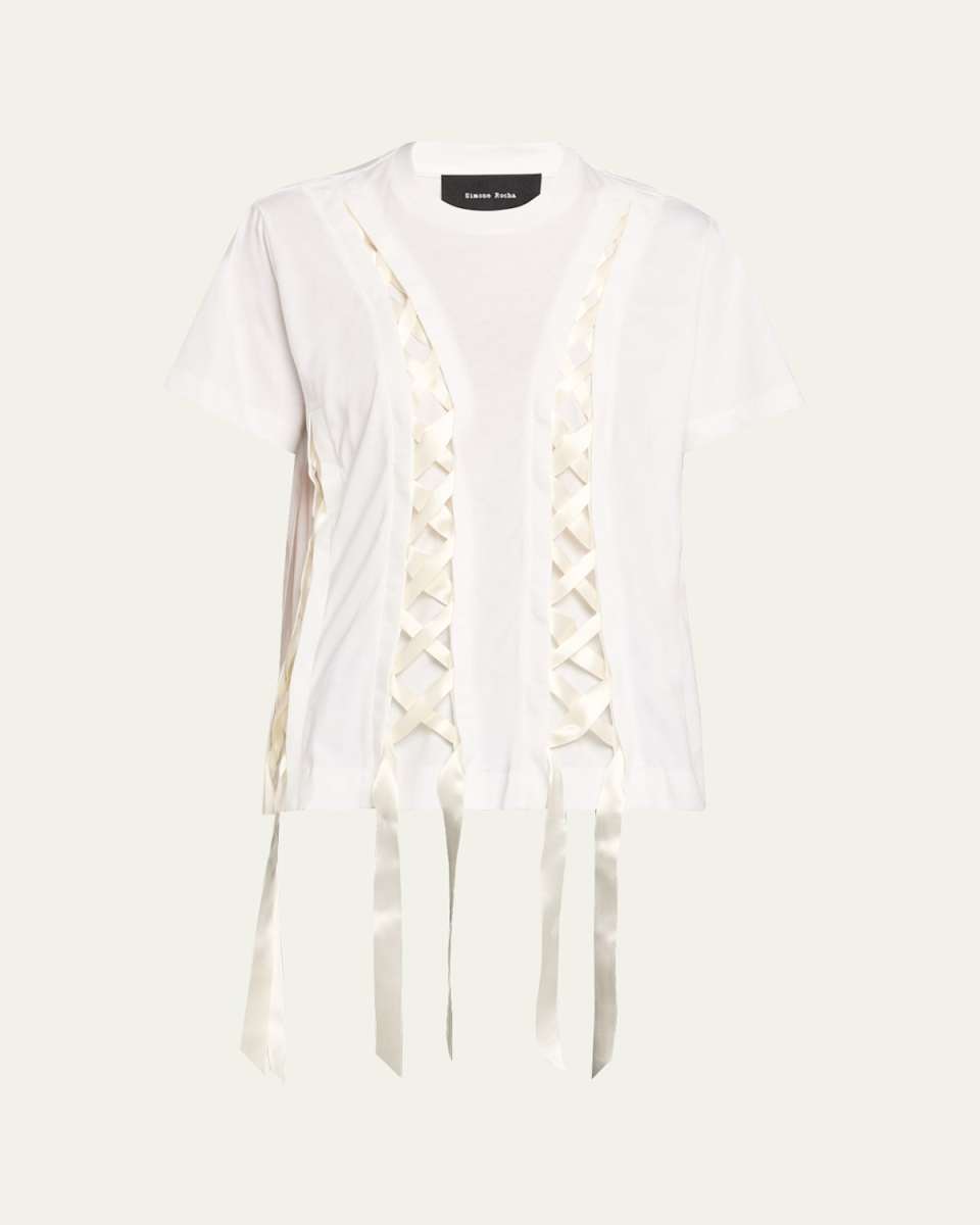 Unraveling Ribbon Cotton Jersey T-Shirt
